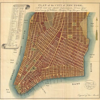 1807 Bridges Map of New York City (1871 reissue)