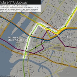 Map of the IND Crosstown - BMT Astoria Line connection.