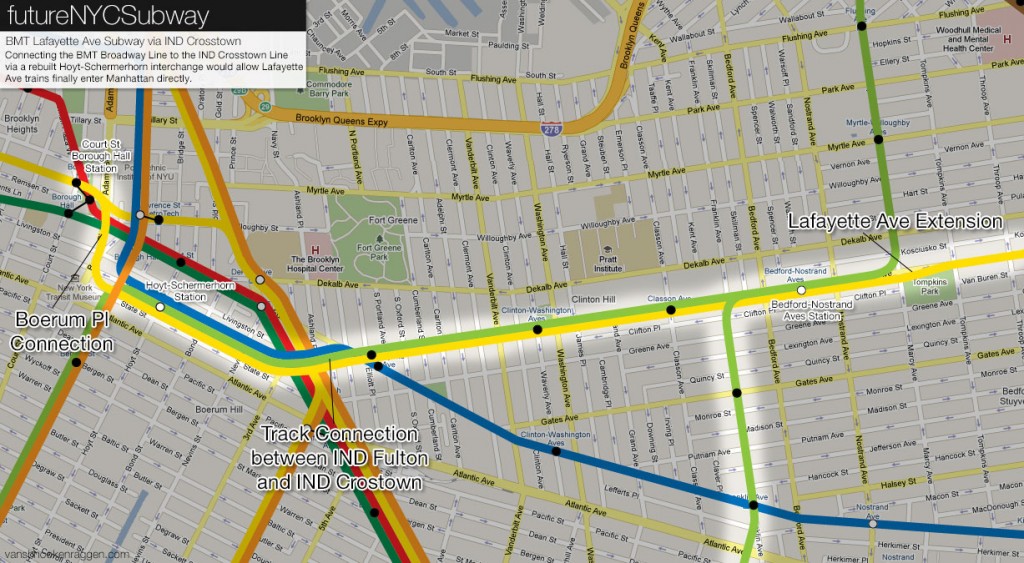 Lafayette Ave Subway connecting the BMT Broadway Line and the IND Crosstown Line.