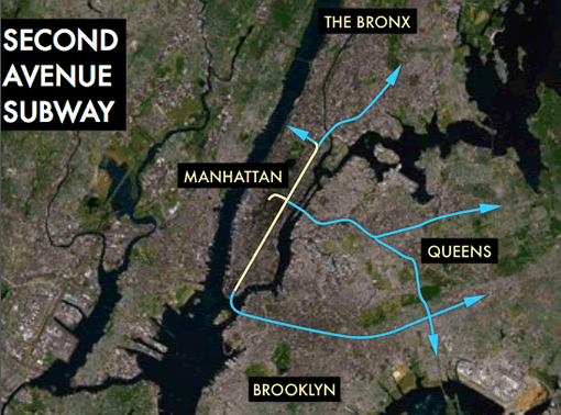 2nd Ave Subway with proposed outer borough corridors.  Via Streetsblog