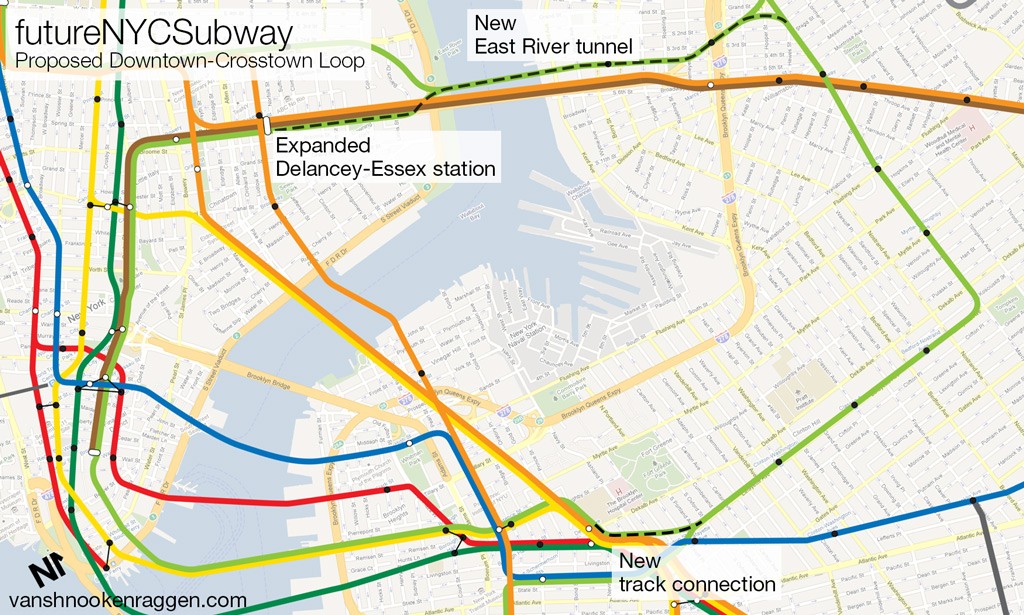 Map of proposed Downtown-Crosstown Loop.
