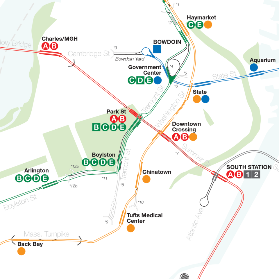 A Complete and Geographically Accurate Boston MBTA Subway Track Map vanshnookenraggen