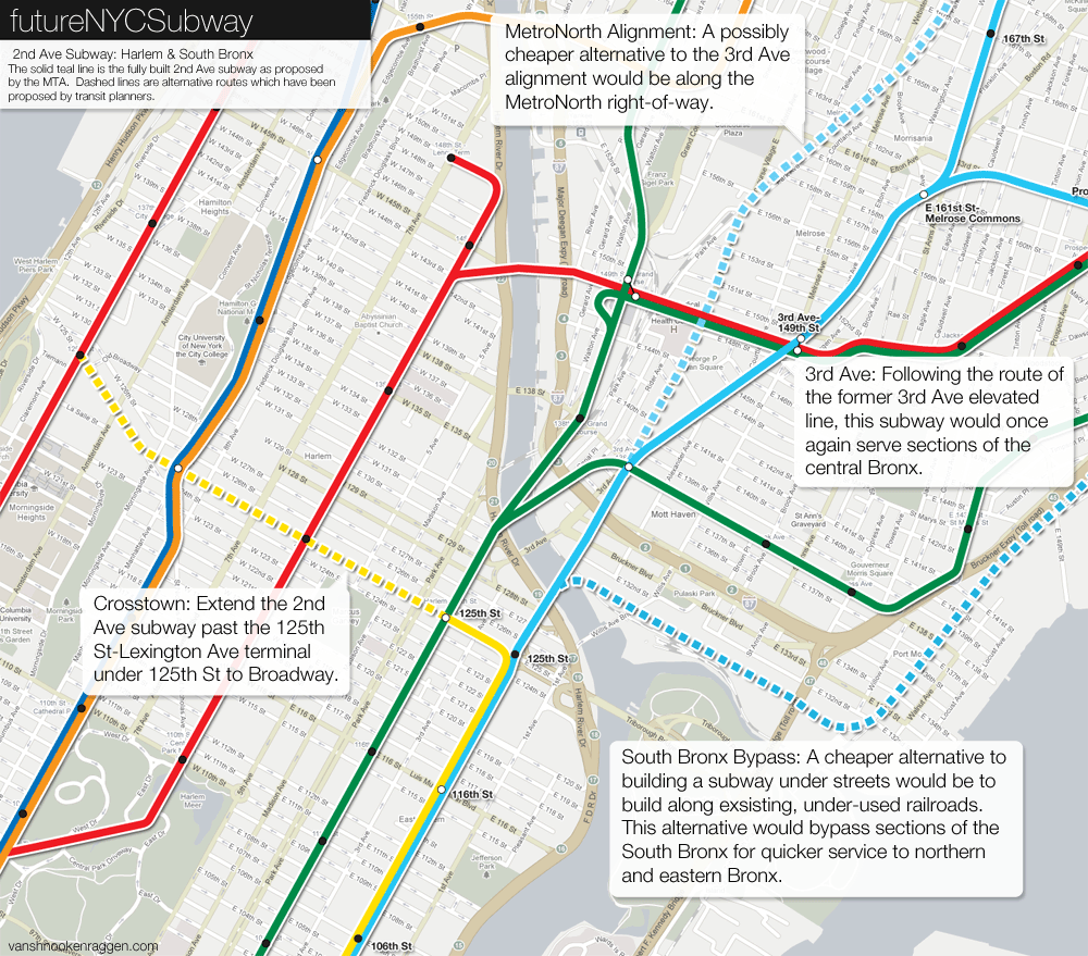 2nd Ave subway alternatives in Harlem and the South Bronx.