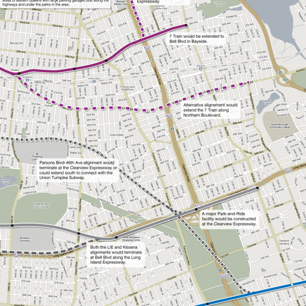 Flushing Trunk Line branches through Bayside and eastern Flushing.