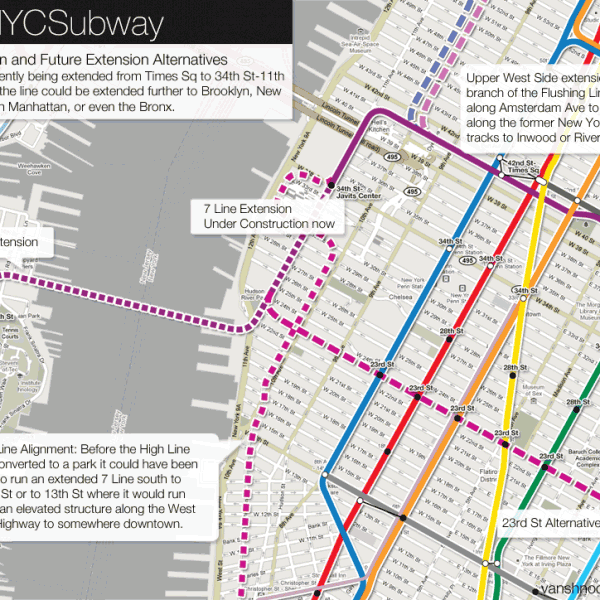 7 Line extensions into the Far West Side of Manhattan.