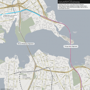 Subways between the Bronx and Queens via the Long Island Sound Bridges.