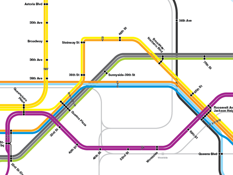Subway diagram showing Flushing Trunk Line