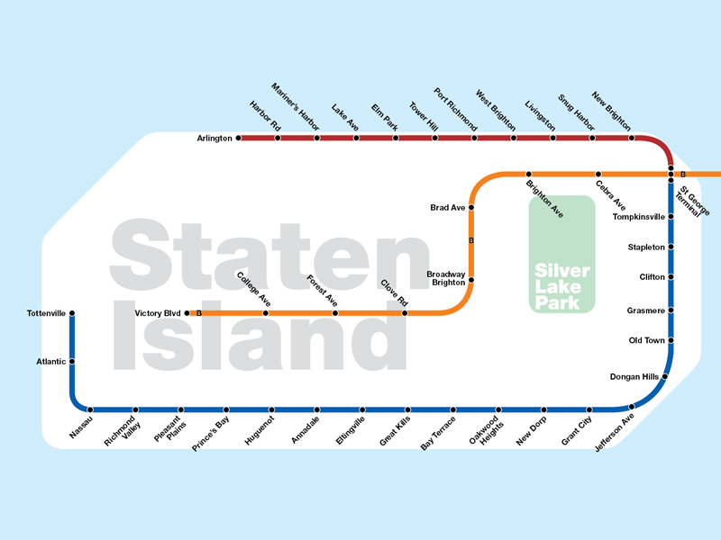 Subway diagram showing Staten Island subways.
