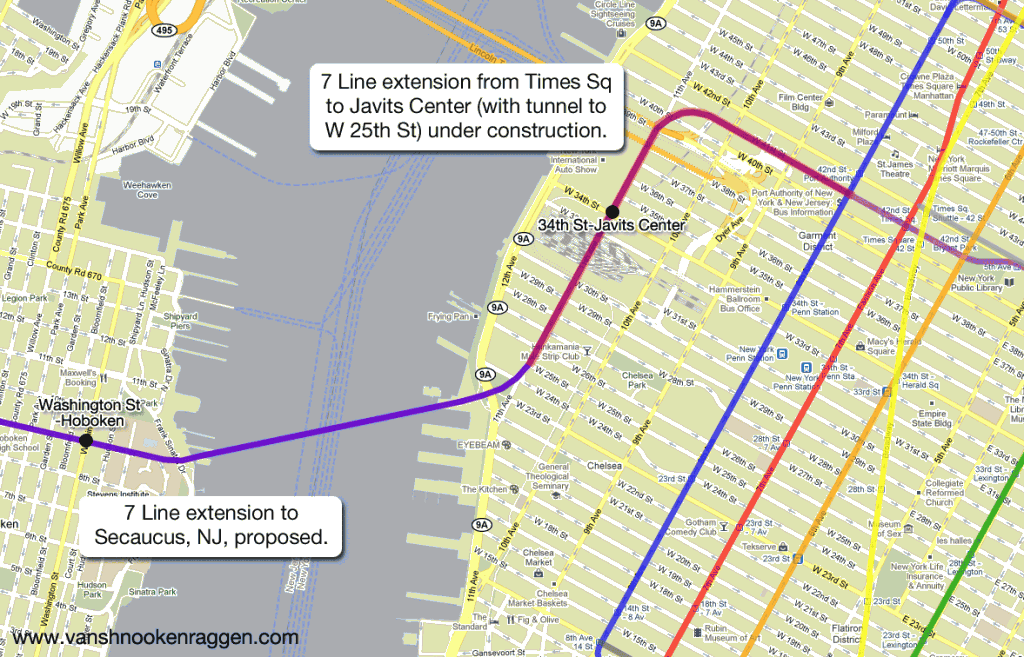 7 Line extension from Times Sq to Jacob Javits Center.