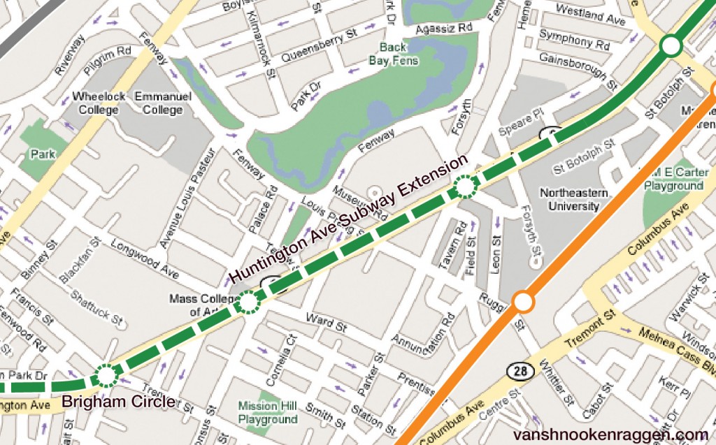 Huntington Ave Subway Extension to Brigham Circle