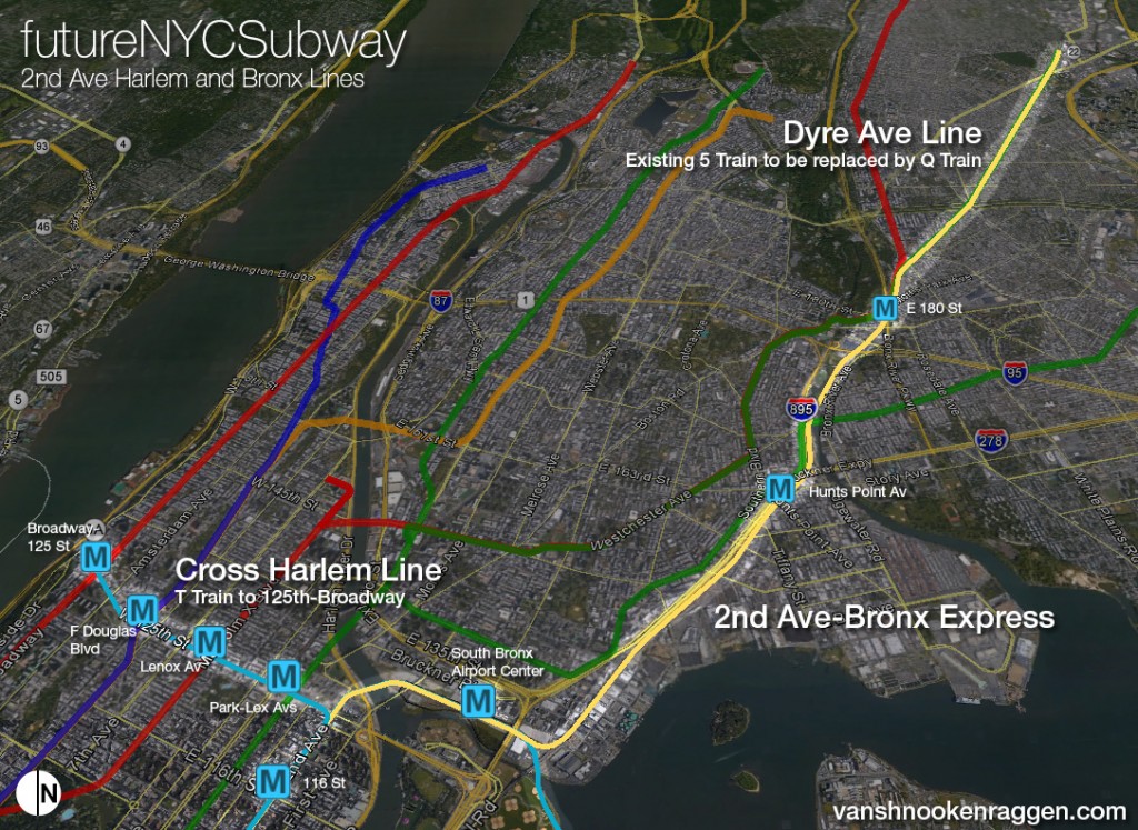 2nd Ave Subway Lines to Dyre Ave and Cross Harlem