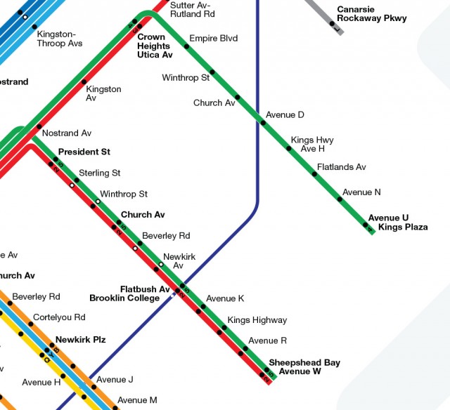 Map showing proposed Utica Ave Subway and Nostrand Ave Subway Extension.