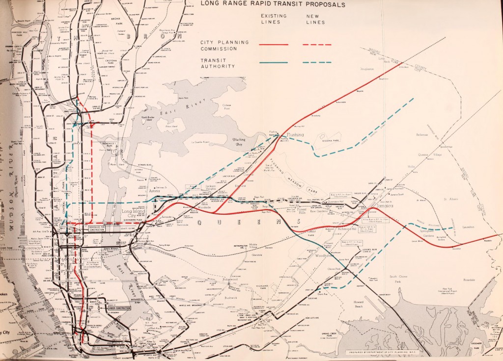 Better Rapid Transit for New York, 9163 showing the last time a subway under Northern Blvd was proposed.