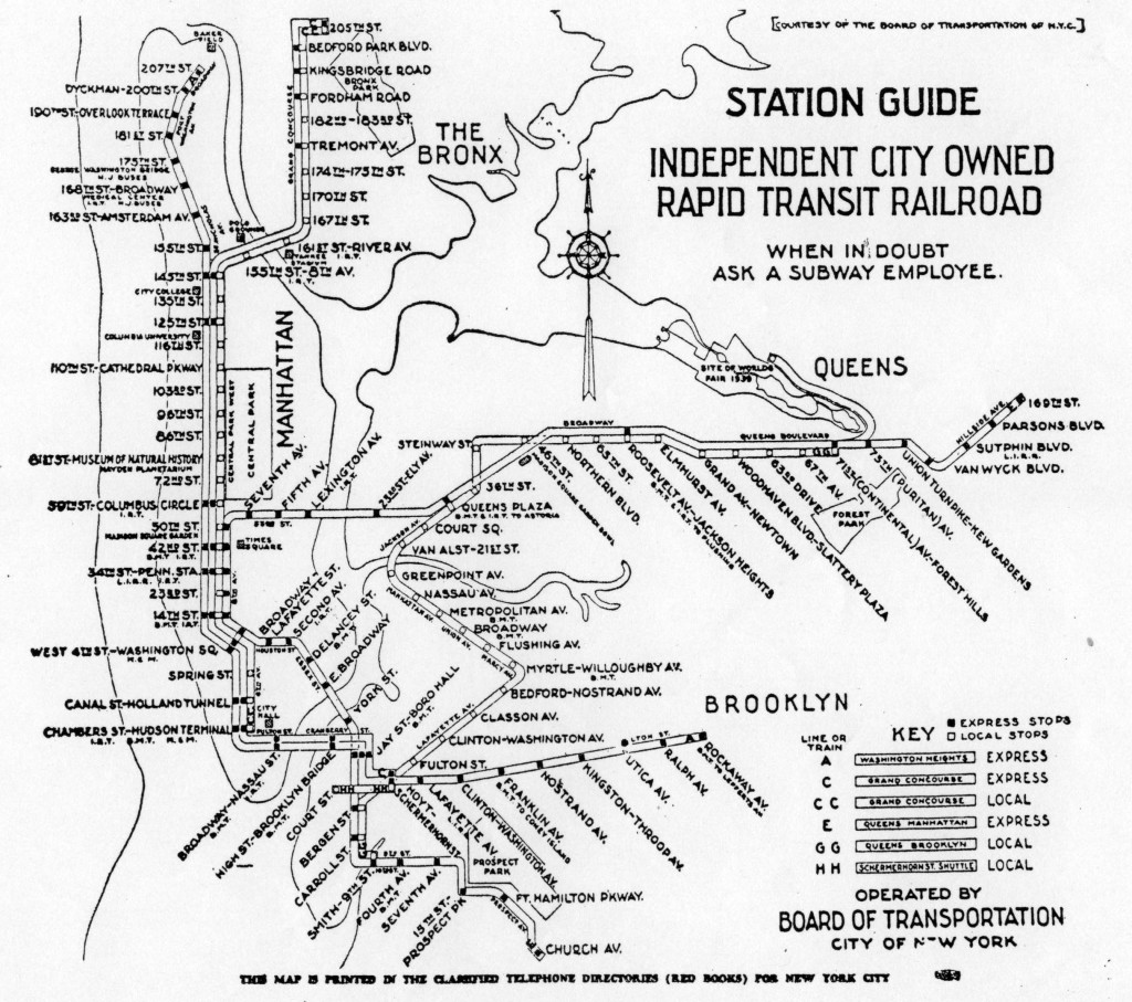 Map of the IND Subway System in 1937