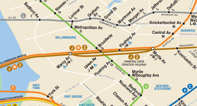 MTA Subway Map with new Union Ave station complex.