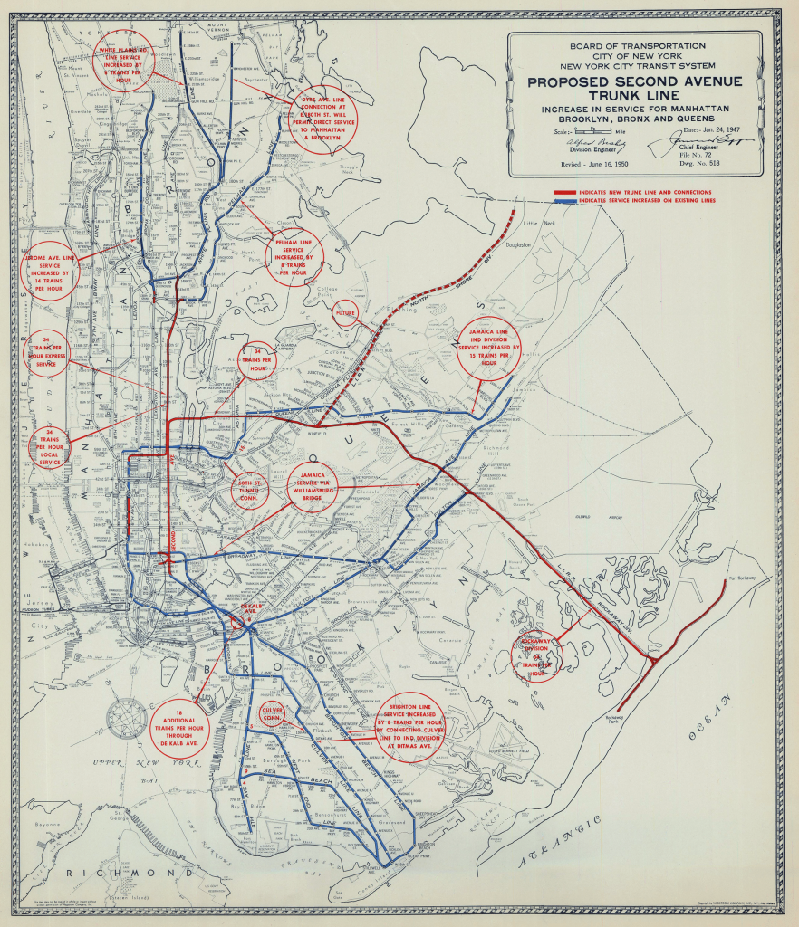 The 2nd Av Subway planned in 1947 would have tied together existing lines in the Bronx, Brooklyn, and new lines in Queens.