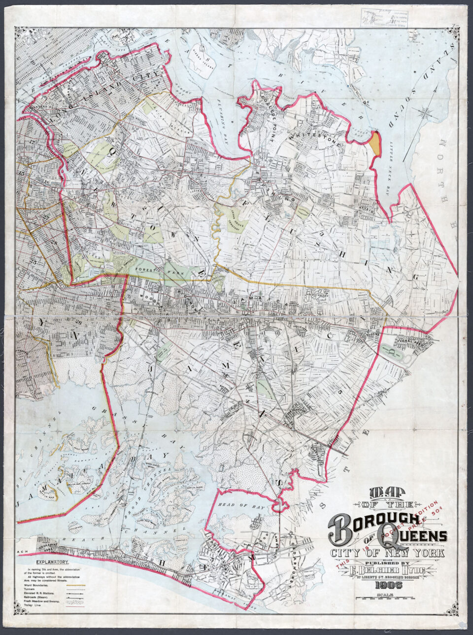 Map of the Borough of Queens, New York City. 1906. Source NYPL.