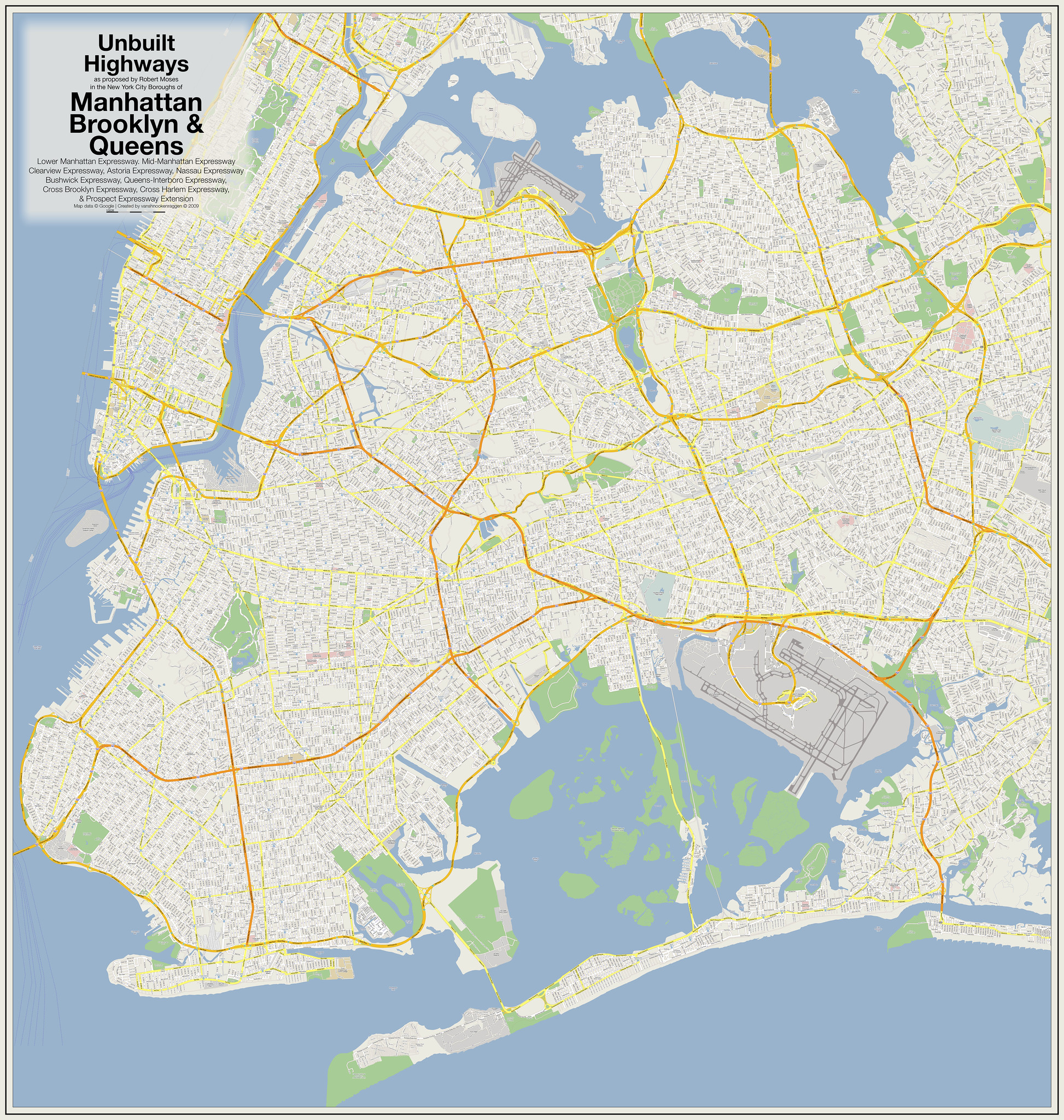 Unbuilt Highways of Manhattan Brooklyn and Queens