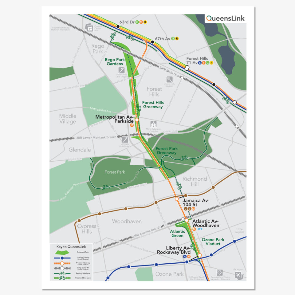 QueensLink map for fold out brochure.