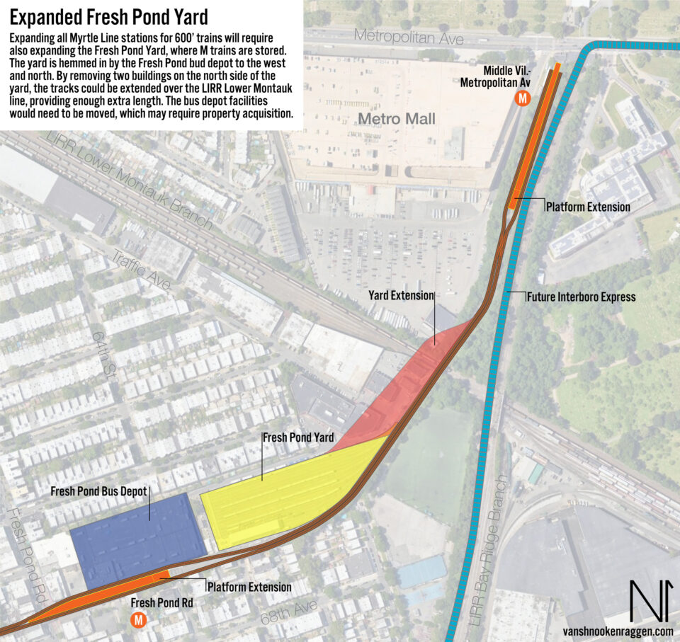 Site plan showing the expansion of the Fresh Pond Yard.