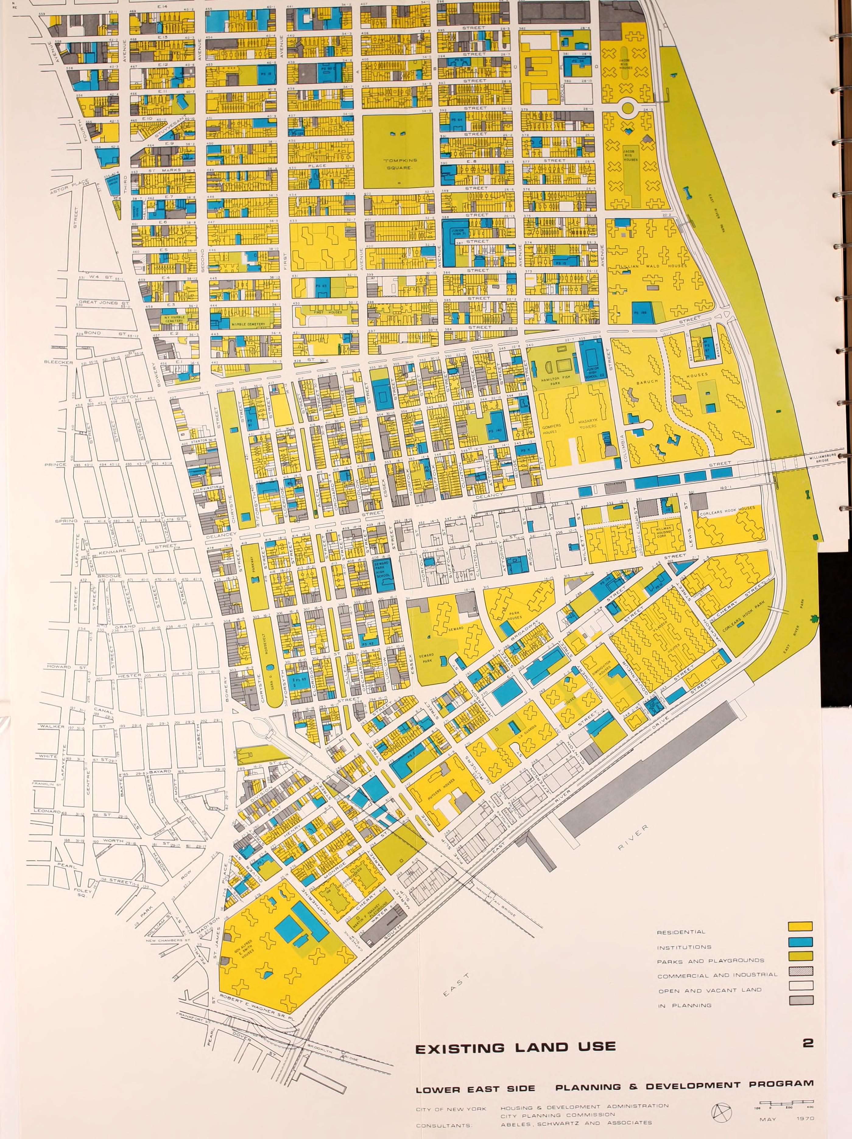 Map of the Lower East Side. "Forging a future for the Lower East Side : a plan for action" NYC Planning Commission. 1970